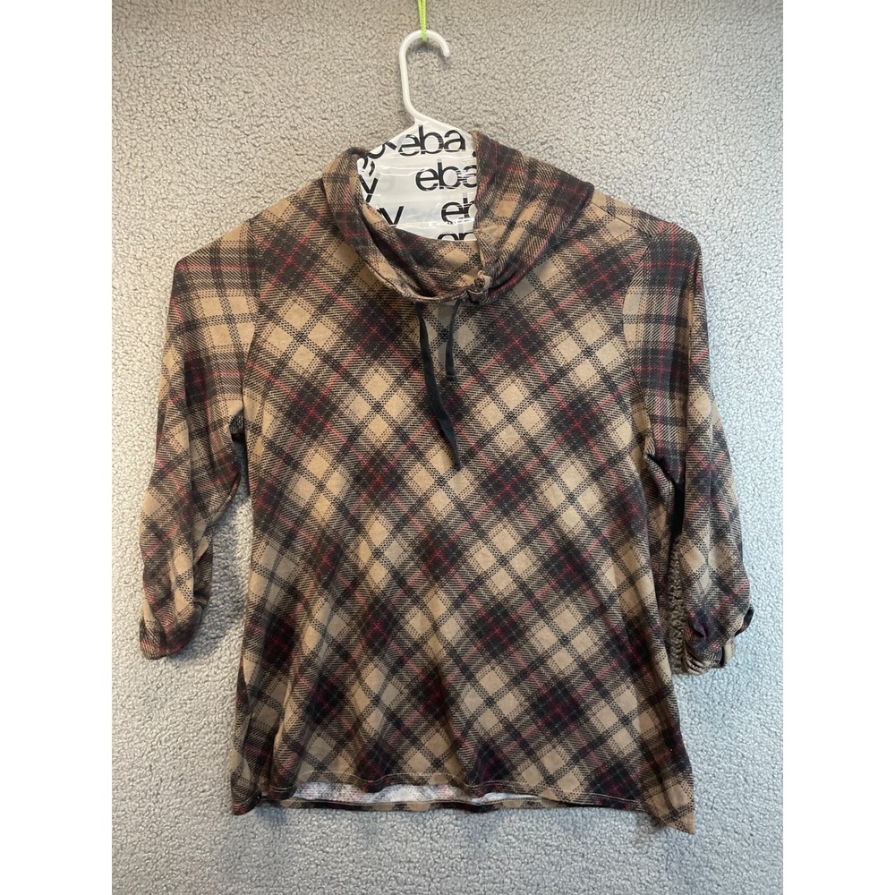 Robert Louis Tunic Top Womens XL Mock Turtleneck‎  Brown Drawstring neck